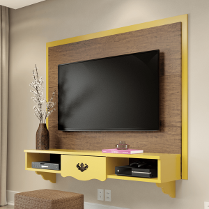 muebles para tv modernos - Panel Athenas Patrimar Demolicion Amarillo